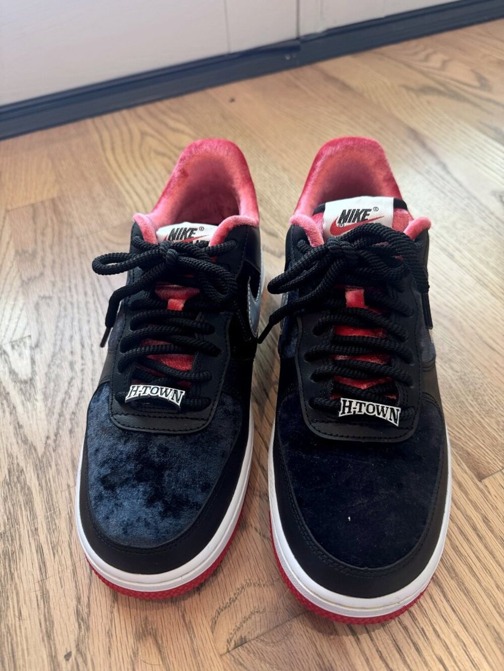 Nike Air Force 1 Low Premium H-Town Houston Velvet Black Red Size 7.5 Men's